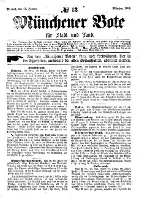 Münchener Bote für Stadt und Land Mittwoch 15. Januar 1868