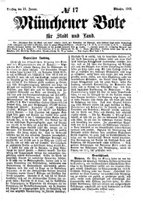 Münchener Bote für Stadt und Land Dienstag 21. Januar 1868