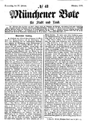 Münchener Bote für Stadt und Land Donnerstag 20. Februar 1868