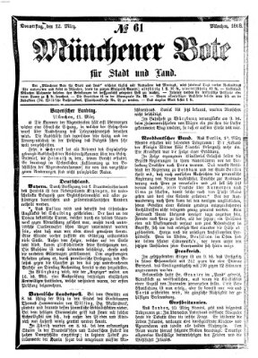 Münchener Bote für Stadt und Land Donnerstag 12. März 1868