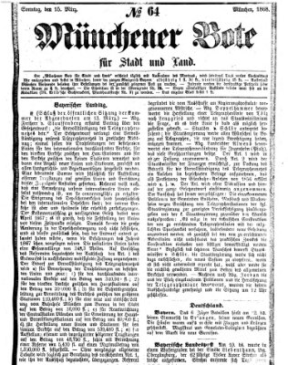 Münchener Bote für Stadt und Land Sonntag 15. März 1868