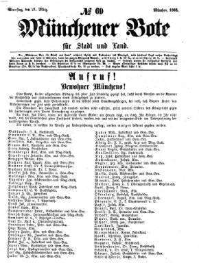 Münchener Bote für Stadt und Land Samstag 21. März 1868