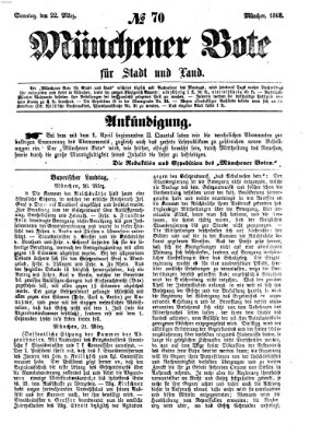 Münchener Bote für Stadt und Land Sonntag 22. März 1868