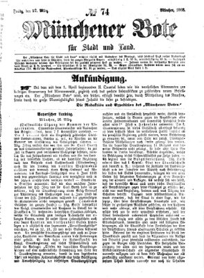 Münchener Bote für Stadt und Land Freitag 27. März 1868