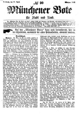 Münchener Bote für Stadt und Land Mittwoch 15. April 1868