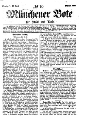 Münchener Bote für Stadt und Land Samstag 25. April 1868