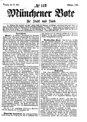 Münchener Bote für Stadt und Land Sonntag 10. Mai 1868