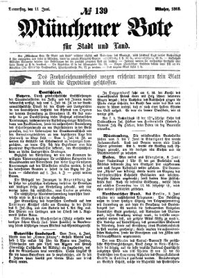 Münchener Bote für Stadt und Land Donnerstag 11. Juni 1868