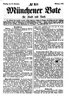 Münchener Bote für Stadt und Land Samstag 12. September 1868