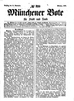 Münchener Bote für Stadt und Land Dienstag 15. September 1868