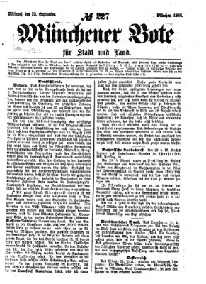 Münchener Bote für Stadt und Land Mittwoch 23. September 1868