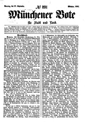 Münchener Bote für Stadt und Land Sonntag 27. September 1868