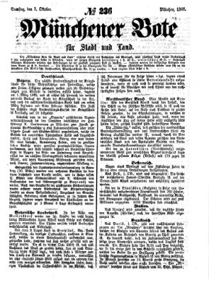 Münchener Bote für Stadt und Land Samstag 3. Oktober 1868