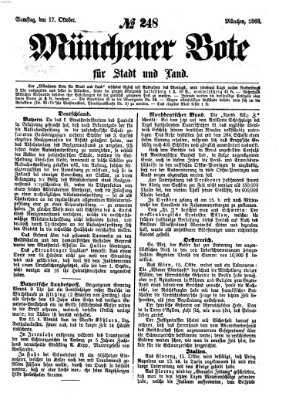 Münchener Bote für Stadt und Land Samstag 17. Oktober 1868