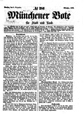 Münchener Bote für Stadt und Land Dienstag 1. Dezember 1868