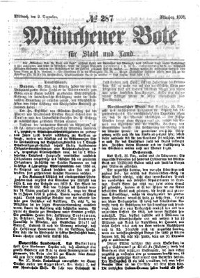 Münchener Bote für Stadt und Land Mittwoch 2. Dezember 1868