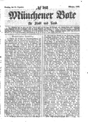 Münchener Bote für Stadt und Land Samstag 19. Dezember 1868