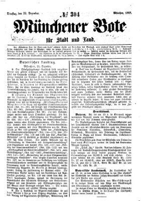 Münchener Bote für Stadt und Land Dienstag 22. Dezember 1868