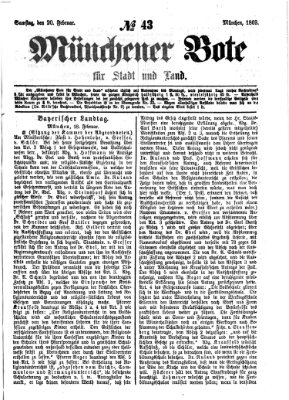 Münchener Bote für Stadt und Land Samstag 20. Februar 1869