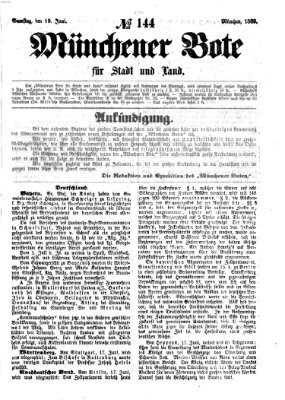 Münchener Bote für Stadt und Land Samstag 19. Juni 1869