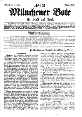 Münchener Bote für Stadt und Land Mittwoch 30. Juni 1869