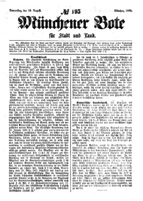 Münchener Bote für Stadt und Land Donnerstag 19. August 1869