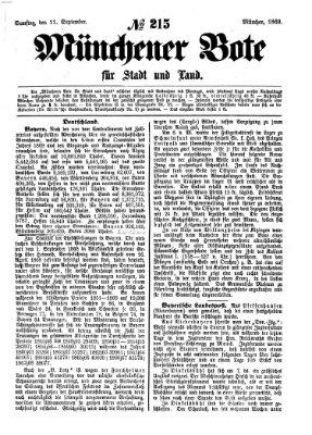 Münchener Bote für Stadt und Land Samstag 11. September 1869