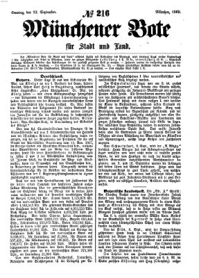 Münchener Bote für Stadt und Land Sonntag 12. September 1869