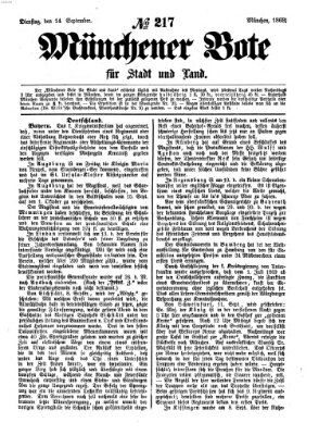 Münchener Bote für Stadt und Land Dienstag 14. September 1869