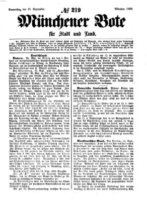 Münchener Bote für Stadt und Land Donnerstag 16. September 1869