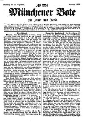 Münchener Bote für Stadt und Land Mittwoch 22. September 1869