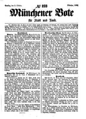 Münchener Bote für Stadt und Land Samstag 2. Oktober 1869