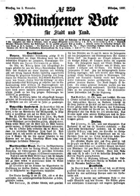 Münchener Bote für Stadt und Land Dienstag 2. November 1869