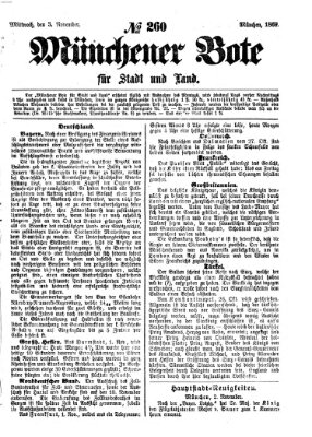 Münchener Bote für Stadt und Land Mittwoch 3. November 1869