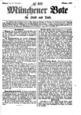 Münchener Bote für Stadt und Land Mittwoch 10. November 1869