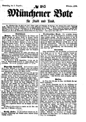 Münchener Bote für Stadt und Land Donnerstag 2. Dezember 1869