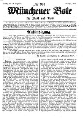 Münchener Bote für Stadt und Land Dienstag 21. Dezember 1869