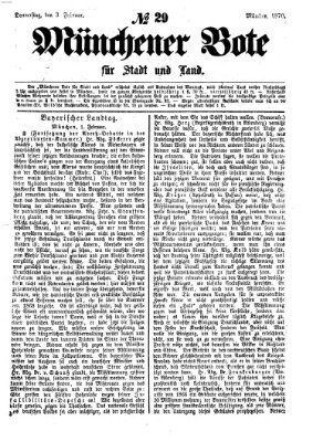 Münchener Bote für Stadt und Land Donnerstag 3. Februar 1870