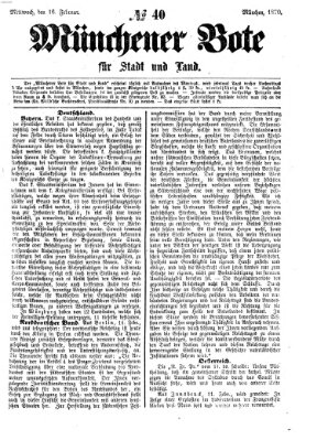 Münchener Bote für Stadt und Land Mittwoch 16. Februar 1870