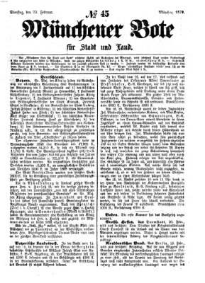 Münchener Bote für Stadt und Land Dienstag 22. Februar 1870