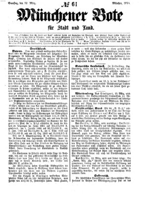 Münchener Bote für Stadt und Land Samstag 12. März 1870