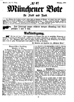 Münchener Bote für Stadt und Land Samstag 19. März 1870