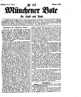 Münchener Bote für Stadt und Land Dienstag 2. August 1870