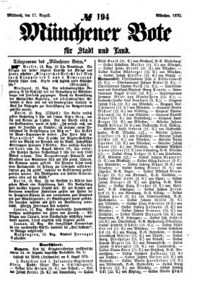 Münchener Bote für Stadt und Land Mittwoch 17. August 1870