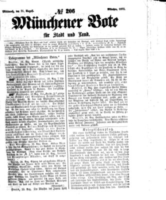 Münchener Bote für Stadt und Land Mittwoch 31. August 1870