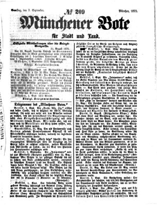 Münchener Bote für Stadt und Land Samstag 3. September 1870