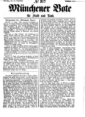 Münchener Bote für Stadt und Land Dienstag 13. September 1870