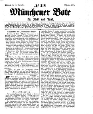 Münchener Bote für Stadt und Land Mittwoch 14. September 1870