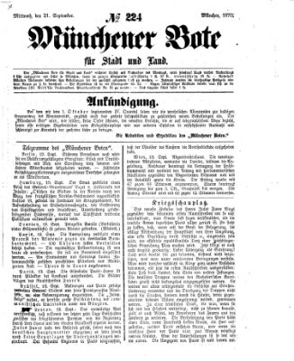 Münchener Bote für Stadt und Land Mittwoch 21. September 1870