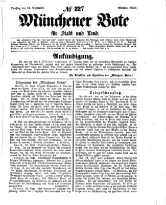 Münchener Bote für Stadt und Land Samstag 24. September 1870